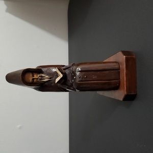 🏠 Hand Carved Wood Monk Statue